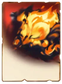 Monster card "m4," showing the silhouette of a red-orange creature wrapped in flames.